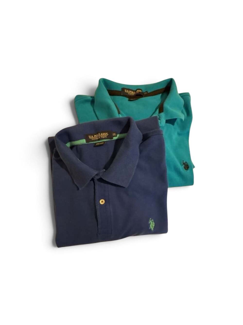 2 U.S. Polo Assn. Men's Luxury Feel Short Sleeve Polo Shirts XXL Turquoise Blue,